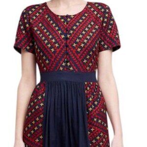 Anthropologie | Seen Worn Kept Navy Embroidered Dress, Sz. 8